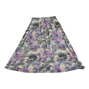Maggie Sweet Whimsical Floral Print with Sparkle Full Midi Skirt Size L